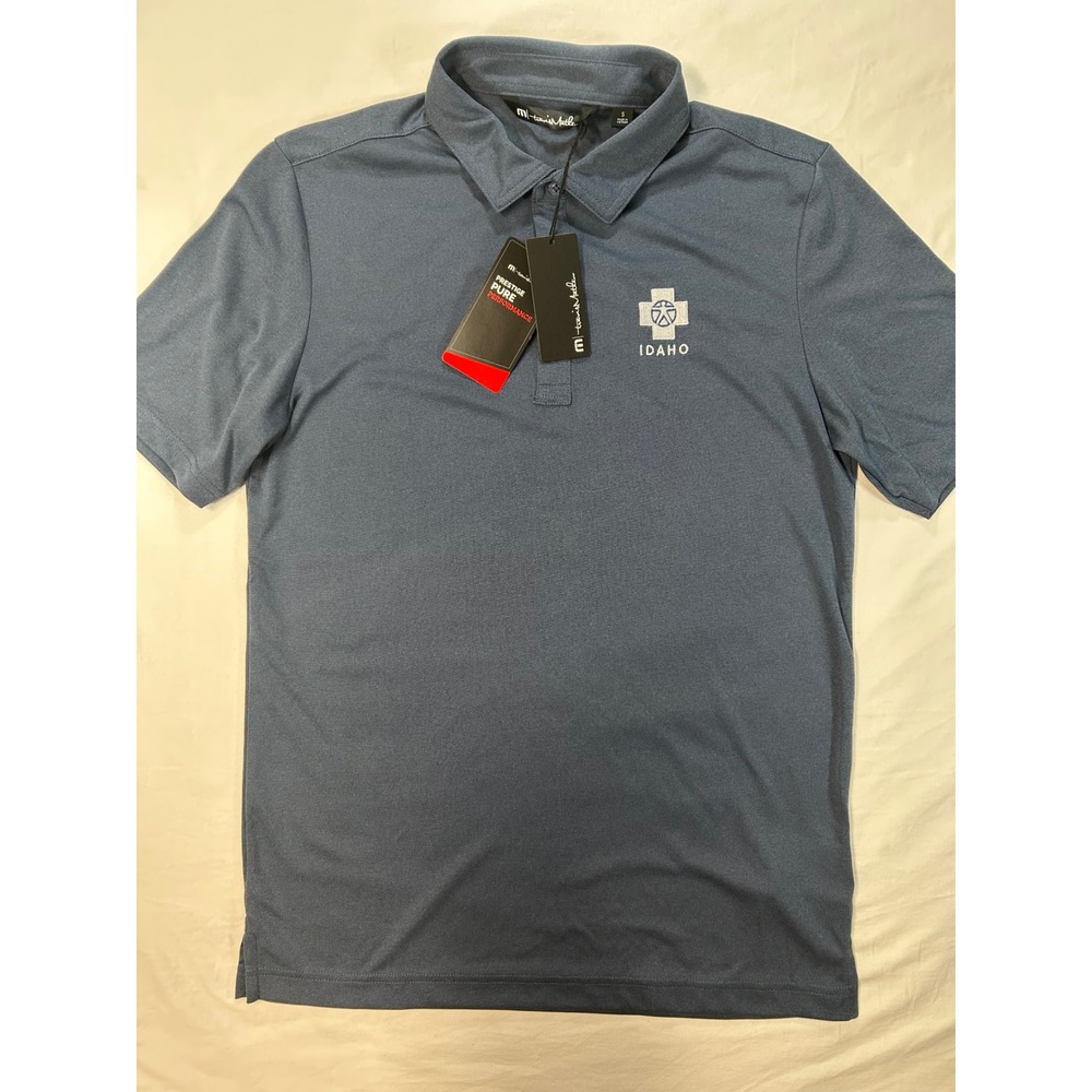 TravisMathew Mens Prestige Pure Performance Idaho Polo Shirt Blue Gray Small NWT